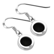 Black Onyx Round Silver Earrings - e401